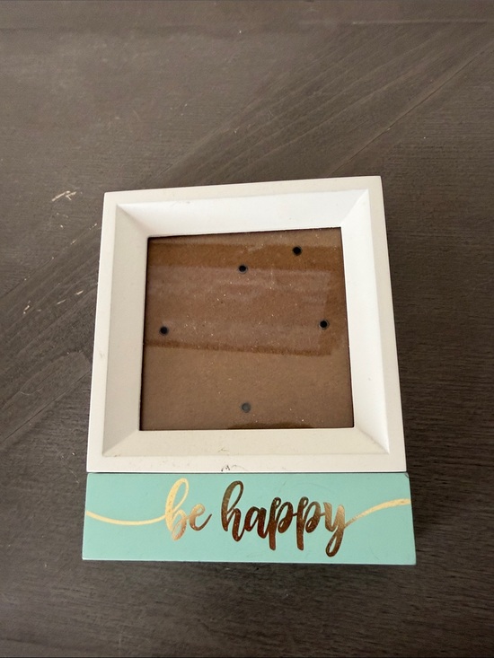 International Designs Other - Be Happy White and Mint Tabletop Picture Frame